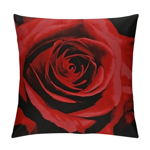 JRXY  Throw Pillow Covers Home Decor Pillow Cases Decorative Outdoor Cushion Couch Sofa Pillowcases Red Rose Black Bloom Blossom White