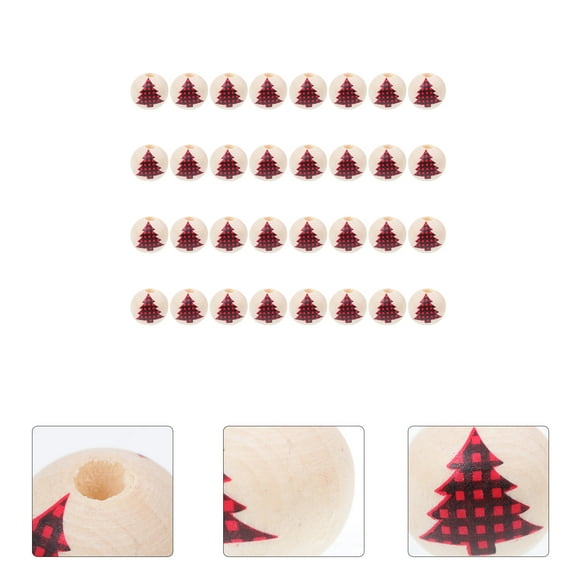 PBPBOX 50pcs Painted Wood Beads for Jewelry Making Red Christmas DIY Crafts Beads