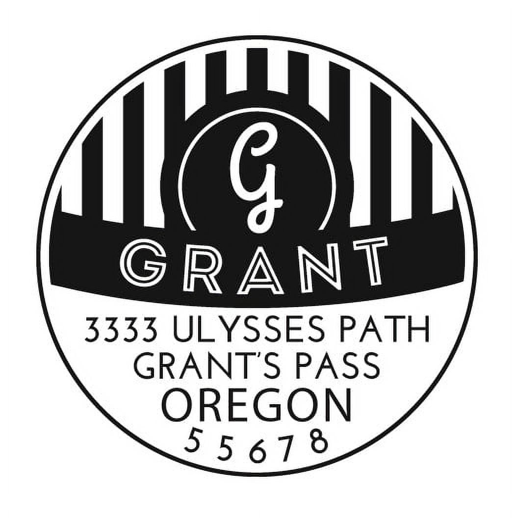 Personalized Round Self-Inking Rubber Stamp - The Grant Pin Stripe