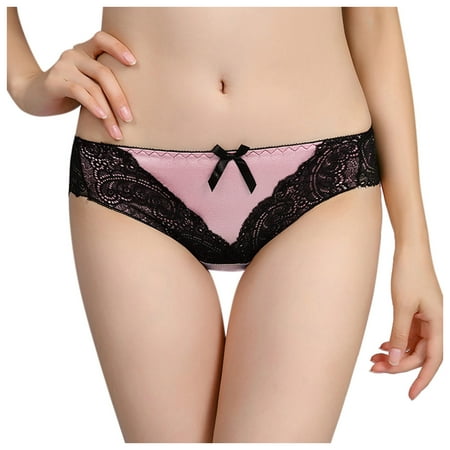

Women s Cotton Bikini Brief Underwear Sexy Ladies Transparent Lace Splicing Panties Cotton Hollow Breathable Quality【Multipacks】