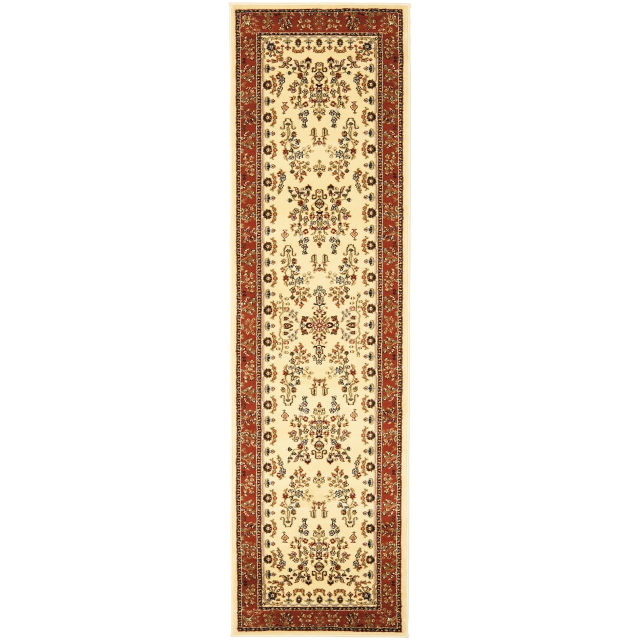 SAFAVIEH Lyndhurst Isadora Traditional Bordered Area Rug, Ivory/Rust, 8' x 8' Round