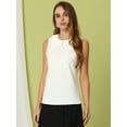 thumbnail image 4 of DARING DIVA Blouse Sleeveless Jacquard Floral Tank Top XS White, 4 of 6