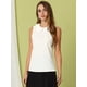 thumbnail image 4 of Blusa con cuello Peter Pan para mujer, sin mangas, informal, jacquard, floral, sin mangas blanco L, 4 of 6