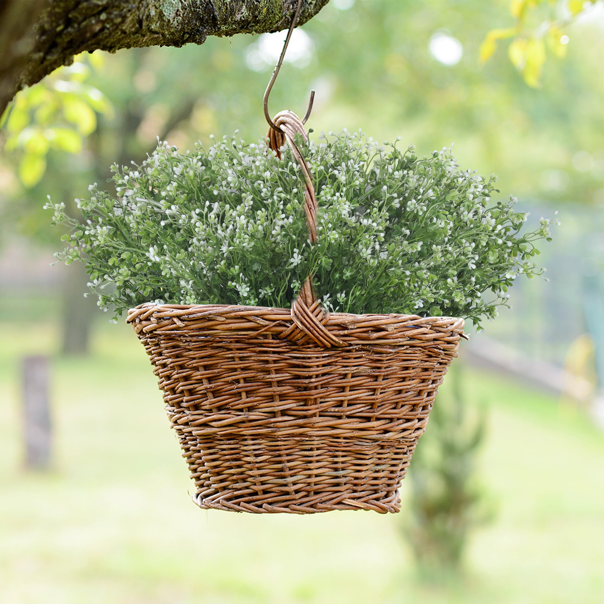 Unique Bargains 4 Pack Artificial Plants Faux Grass Greenery Fake Outdoor Plants Green