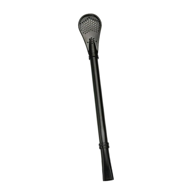 GROWTH TANK Reusable Straw with Filter Spoon Metal Cocktail Spoons Set Stainless Steel Straw Black