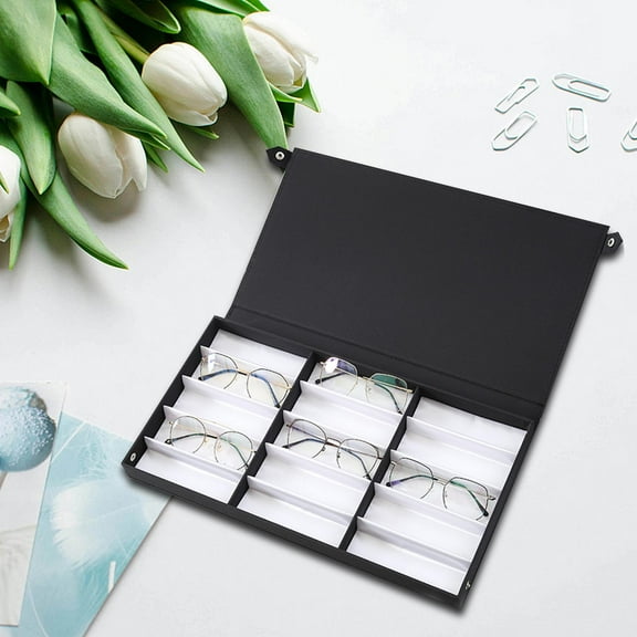 Glasses Display Box Sunglass Organizer Jewellery Display Holder Durable Portable 15 Grids Eyewear Case for Dresser Drawer Desk Shop