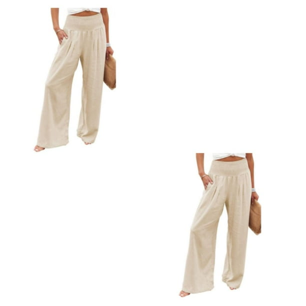 Pantalones Sonducket para Mujer de verano primavera Caqui S con bolsillos pierna ancha
