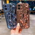 thumbnail image 6 of iPhone 12 Holographic Case, Cute Laser 3D Water Ripple Bling Glitter Luxury Plating Wave Shape Phone case for Women Girls Silicone Protection Cover (Rose Gold), 6 of 18