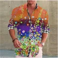 thumbnail image 1 of Camisa casual de diseño de solapa con estampado retro de manga larga para hombre de moda, suave y cómoda, de seda lisa, para hombre 2024, 1 of 6