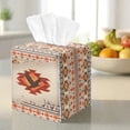 thumbnail image 3 of COEQINE PU Leather Square Tissue Box Cover, Snap Closure for Easy Refill & Storage, Universal Decorative Tissue Holder for Home Bedroom Car Office Desk, Southwest American Tribal Eagle, 3 of 7