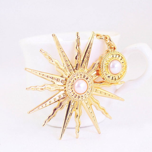 Car Sun Keychain, Sun Keychain Gold Artificial Pearl Zinc Alloy for Purse