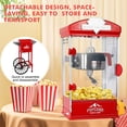 thumbnail image 5 of Nyddle 10Oz Popcorn Machine with Cart,Stainless-Steel Kettle,Wheels & Reject Kernel Tray,Theater-Style Popcorn Maker for Home & Events,Measuring 3 Plastic Spoons,Gift for Christmas and Family,Red, 5 of 10