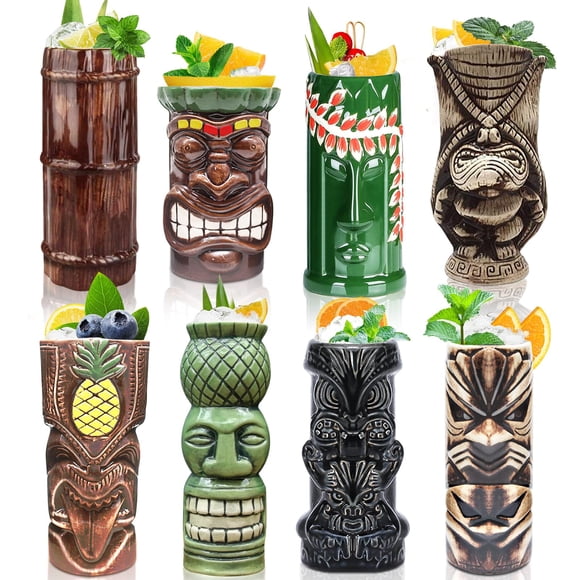 Juego de 8 vasos tiki de cerámica para cócteles LINALL