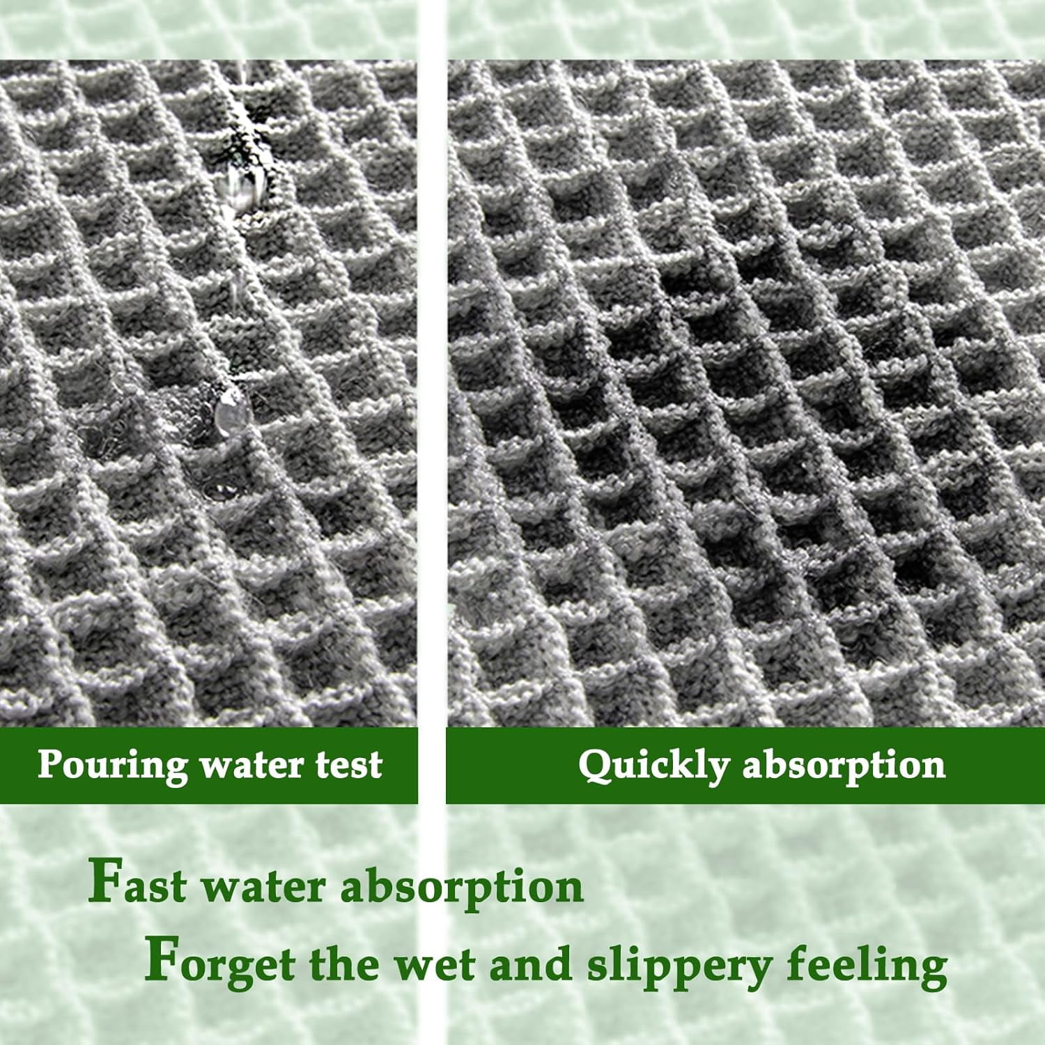 Waffle Bath Mat with Tassels,Absorbent Non Slip Bathroom Rug,Machine Washable Ultra Soft Floor Mats,Gray 24"*36"