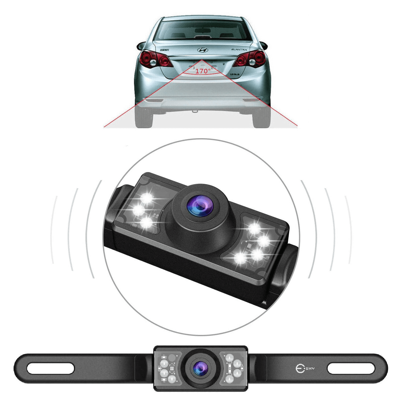 FAMKIT Backup Camera for Car, Car Rear View Camera with Night Vision