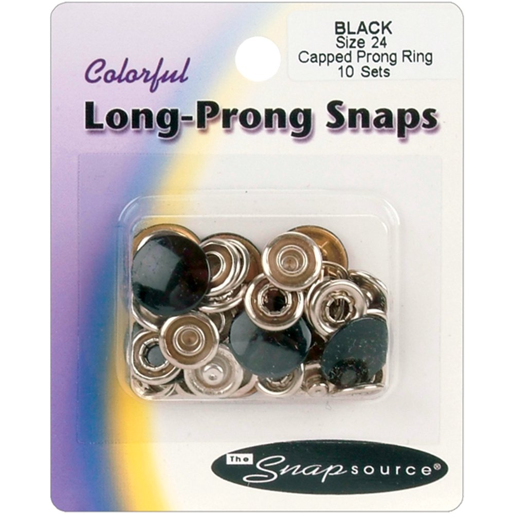 Capped LongProng Snaps Size 24 10/PkgBlack