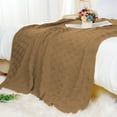 thumbnail image 2 of PiccoCasa 100% Cotton Knitted Lightweight Kids Throw Blanket for Sofa or Bed Brown, 2 of 6