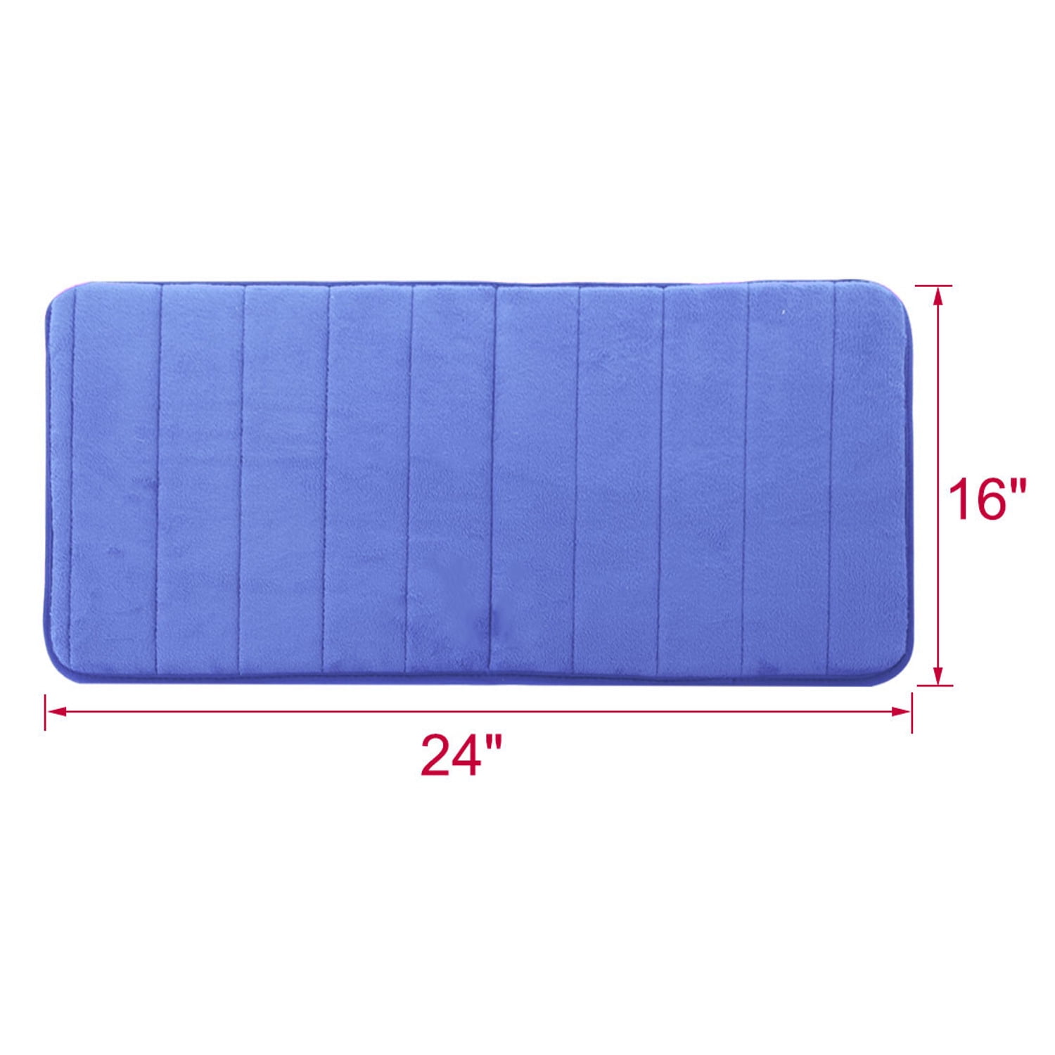 PiccoCasa Soft Memory Foam Bath Mat Thin Absorbent Quick Dry Bath Rug Mat for Bathroom, Blue 24" x 16"