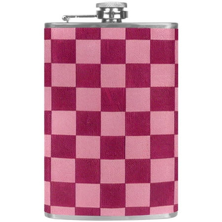 

josid Checkerboard Pattern 3.6x6in Stainless Steel Small Flask Leak-Proof Stainless Steel Construction Wrapped in Premium Two-Layer Leather Nano-Printed Design 227ml Capacity