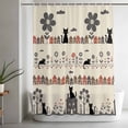 thumbnail image 5 of Japanese Style Small Stall Shower Curtain, Waterproof Shower Curtains for Bathroom, Vintage Cartoon Cat House Trees Flowers Washable Fabric Bath Curtain for Bathtub Decoration with Hooks 36x72 Inches, 5 of 9