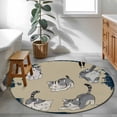 thumbnail image 3 of Round Rugs 4 Ft, Cute Cat Non Slip Area Rugs for Kitchen Bedroom Entryway, Navy Blue Beige Vintage Animal Washable Carpet Runner Rug Floor Mats for Bedroom Home Decor, 3 of 8