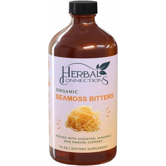 Organic Sea Moss Bitters - Natural Detox & Immune Support - Rich in Minerals - Vegan, Non-GMO Supplement - 16 oz