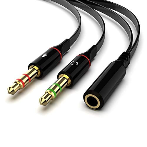 3.5mm 6" 1 Male to 2 Female Gold Plated Audio Y Splitter Headphone Cable Black 