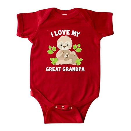 

Inktastic Cute Sloth I Love My Great Grandpa with Green Leaves Gift Baby Boy or Baby Girl Bodysuit