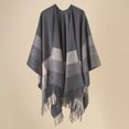 thumbnail image 2 of Women's Fashion Stripe Color Block Shawl Wrap Warm Windproof Cloak Cardigan for Autumn Spring Winter Versatile Stylish Accessory, 2 of 3
