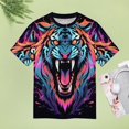 thumbnail image 4 of Tiger Animal Graffiti Women's Short Sleeve Tops Casual Blouses T Shirt, 4 of 6