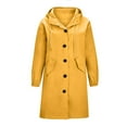 thumbnail image 4 of Idoravan Winter Coats for Women Plus Size Clearance Women Jacket Hooded Windproof Lightweight Plus Size Packable Long Windbreaker Outdoor Travel Hiking Trench Coats Yellow XXL, 4 of 7