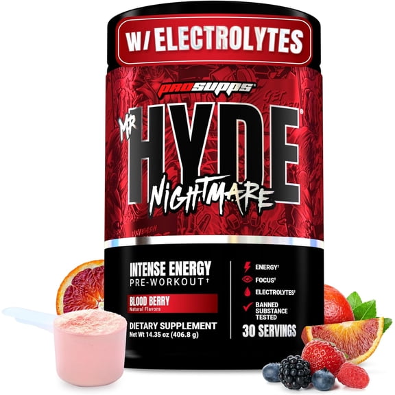 PROSUPPS Hyde Nightmare Pre-Workout Powder Energy Drink (30 Servings, Blood Berry)