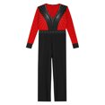 thumbnail image 4 of Kaerm Kids Boys Rhinestone Latin Dance Jumpsuit Full Body Leotard Skating Unitard Performance Dancewear Red 6, 4 of 6
