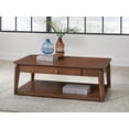 thumbnail image 2 of Signature Design by Ashley Trenmour Mid-Century Modern Rectangular Coffee Table with Storage Drawer, Casters & Shelf, Brown, 2 of 9