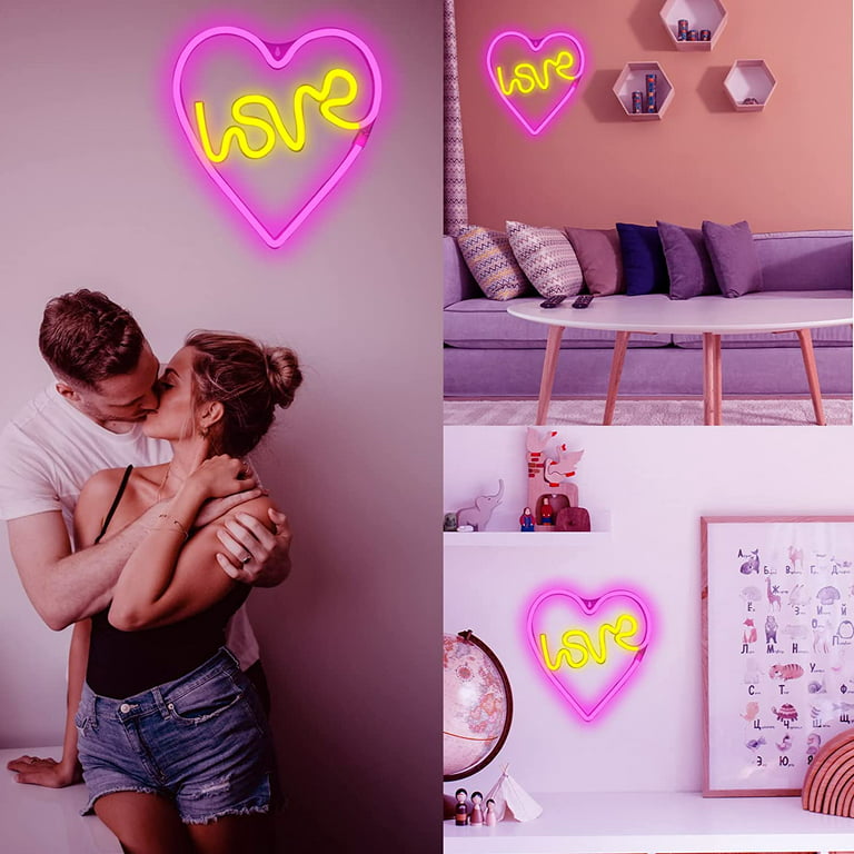 Buy 5 Pieces LED Bedside Lamp Love Heart Neon Light Atmosphere