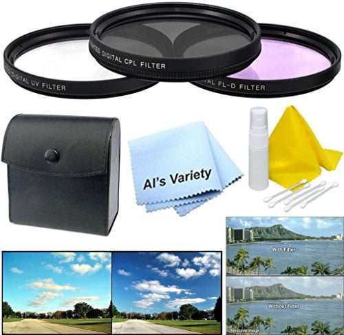 55mm Circular Polarizer Multicoated Glass Filter Microfiber Cleaning Cloth for Sony Cyber-shot DSC-HX300 CPL 