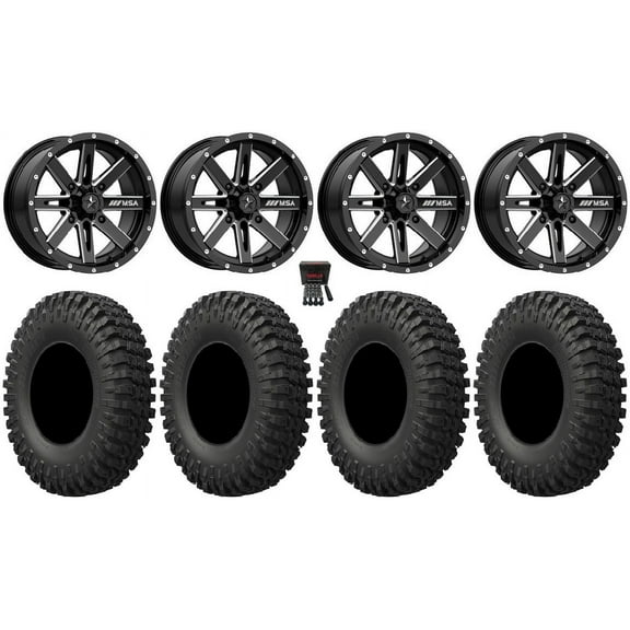 MSA Boxer 14" Wheels Milled 32" MotoCrusher Tires Sportsman RZR Ranger