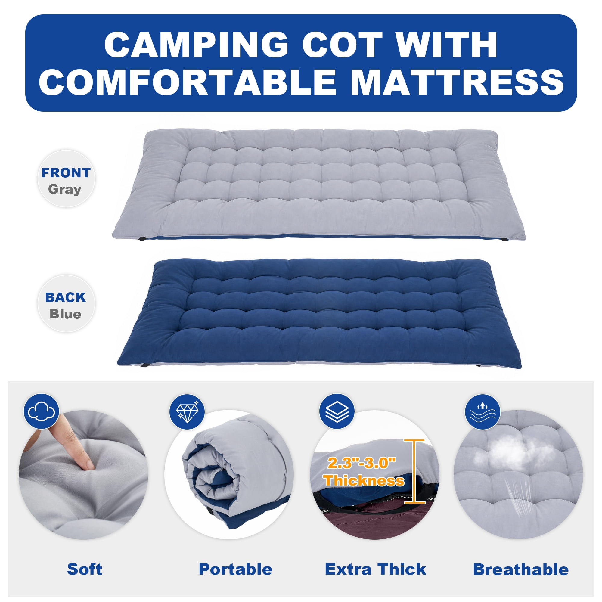 Sprint Demon Folding Camping Cot with Mattress for Adults, 880 lb Heavy Duty Portable Guest Bed for Camping, Home & Travel