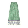 thumbnail image 3 of Womens Boho Maxi Skirt, 2025 Summer Floral Print Flowy Long Skirts Trendy Smocked High Waisted Tiered Pleated Skirts Tennis Skirt for Women Green L, 3 of 6