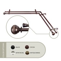 Ari 13/16 inch Corner Window Double Curtain Rod 66-120" - Cocoa