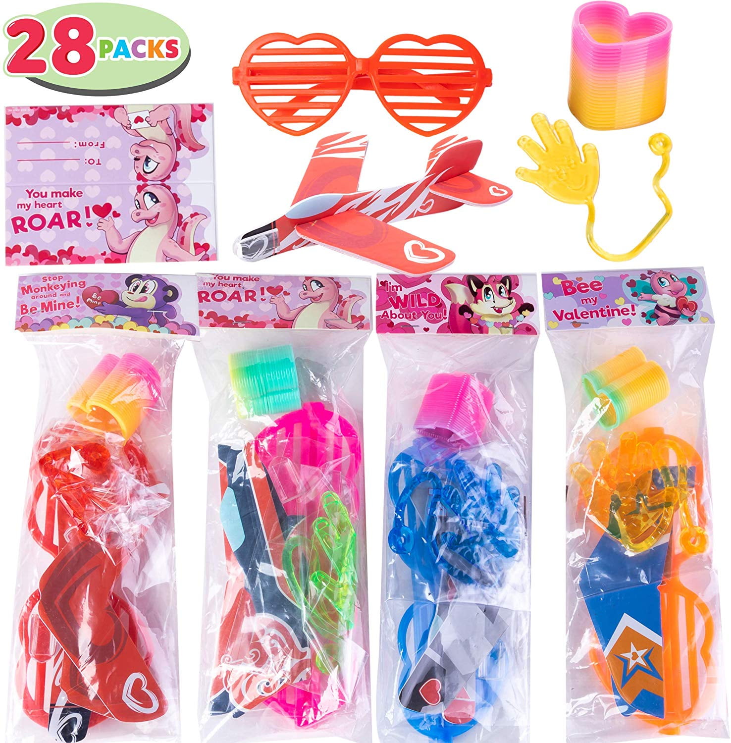 TOYSIFY 28 Pack Kids Valentines Day Gift Assorted Novelty Toy Set for