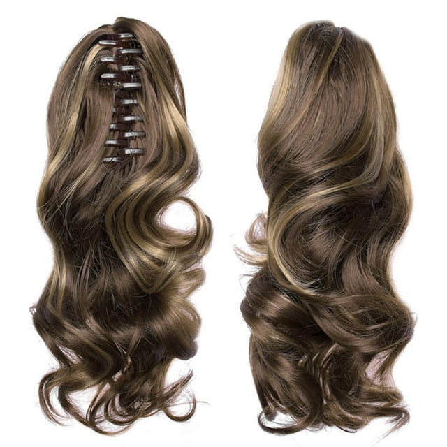 CAROOTU Clip-On Bouclé Queue de Cheval Cheveux Extension Femmes Griffe sur Long Perruque Ondulée Cheveux Morceau