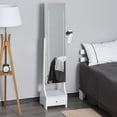 thumbnail image 2 of HomCom Mirrored Jewelry Armoire with LED Lights and Hairdryer Holder, White, 2 of 9