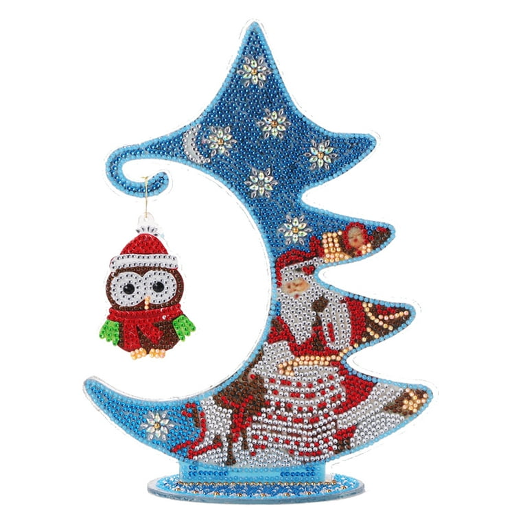 Glow in The Dark 5D Diamond Painting Christmas Tree Ornaments Kits, Adults Kids Double Sided DIY Diamond Painting Xmas Ornaments for Office Home