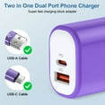 thumbnail image 5 of Compatible for iPhone Charger, PD+QC Dual Port 20W PD Charger Block with 6FT Fast Charging Cable, Type C Block USB C Charger Block Wall Adapter Plug Brick Compatible for iPhone, Purple, 5 of 7