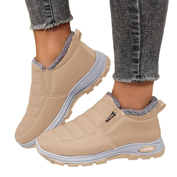 Womens Winter Snow Boots for Mom Grandmother Seniors Comfortable Arch Support Fleece Lined Orthopedic Non Slip Hiking Walking Work Ankle Booties