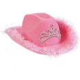 thumbnail image 2 of Adult Womens Blinking Pink LED Cowboy Hat with Tiara, 2 of 2