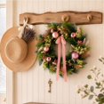 thumbnail image 4 of Artificial Christmas Wreath 17.72 Inch, Front Door Wreath With Pink Bows & Ball Ornaments, Weather‑Resistant Artificial Greenery Wreath For Indoor Outdoor Xmas Holiday Hanging Decor, 4 of 8