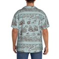 thumbnail image 5 of Disketp Men's Hawaiian Pirate Adventure Map Print Shirts Button Down Holiday Beach Shirts-Small, 5 of 7