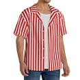 thumbnail image 2 of Balery Red And White Stripes Men's Casual Button Down Shirt Short Sleeve Textured Summer Cuban Beach Shirts-X-Large, 2 of 7